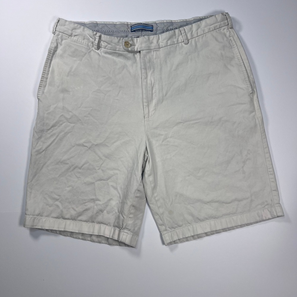 Peter Millar Chino Shorts Mens 36 Stone Pima Cotton Flat Front Golf Casual
